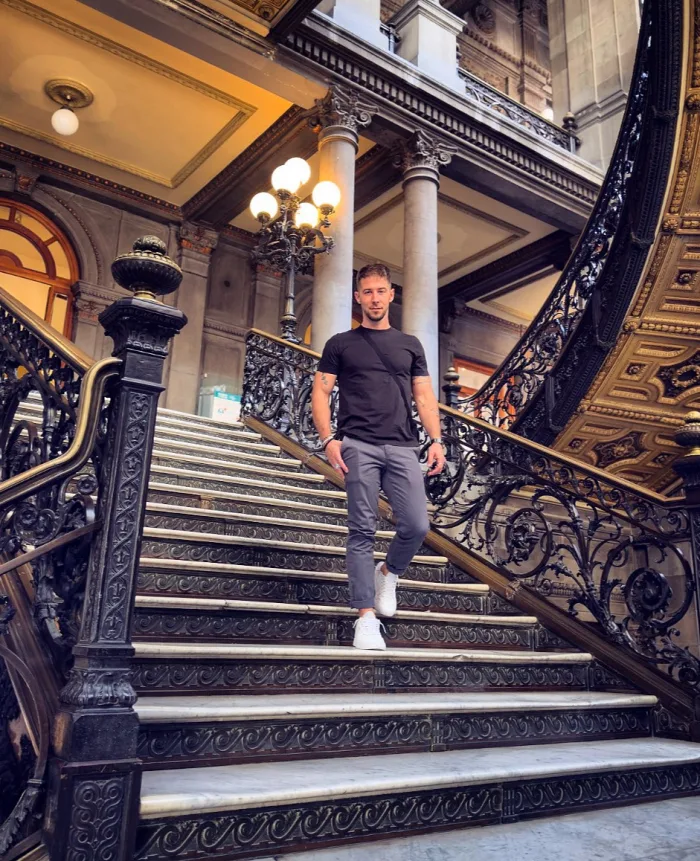 Andrew D. Daily on a staircase in Mexico City